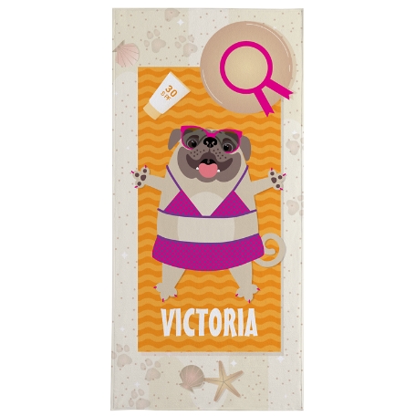 Dog Days of Summer Beach Towel-Girl Pug