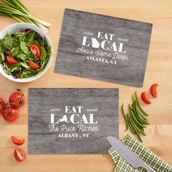 Eat Local Glass Cutting Board