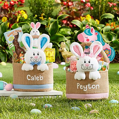 Personalized Easter Basket for Girls Boys Kids with Name Large Custom Easter Baskets for Eggs Candy Gifts 