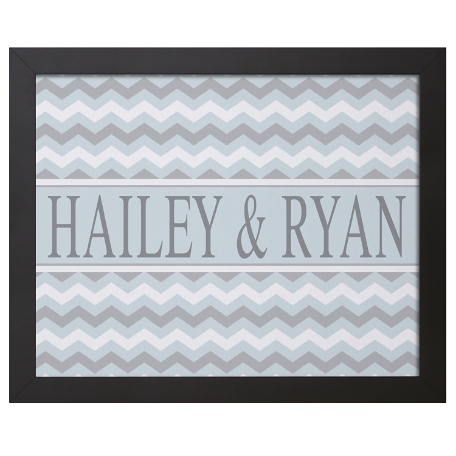 Chevron Name Canvas-Teal-11x14-Framed