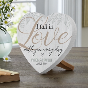 Falling in Love Wood Heart