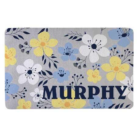 Floral Name Doormat - 17X27 - Blue