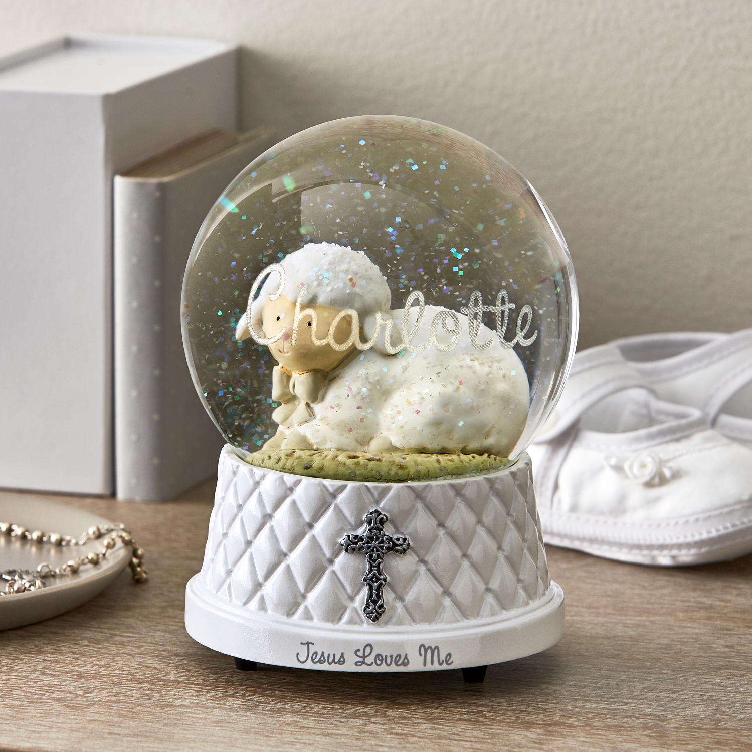 baptism snow globe personalized