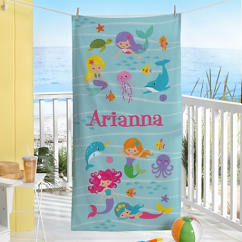 Enchanting Mermaid Personalized Beach Towel