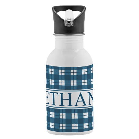 Perfect Plaid Water Bottle - Blue