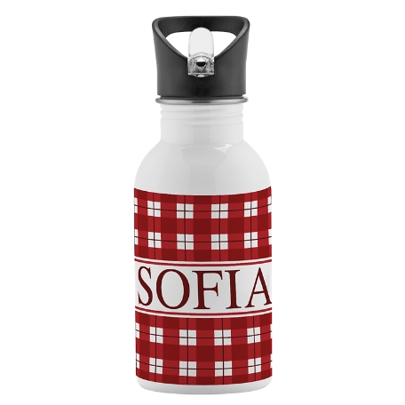 Perfect Plaid Water Bottle - Red
