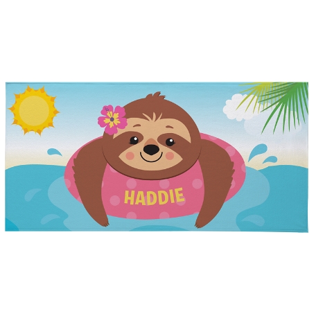 Sunning Sloths Beach Towel - Pink