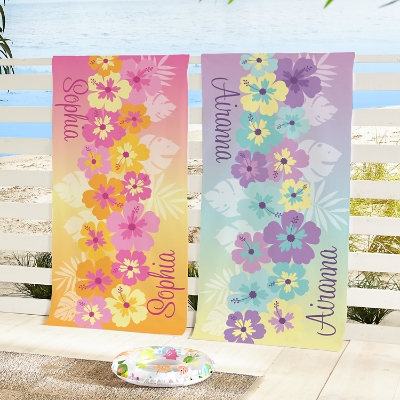 Floral Paradise Personalized Beach Towel