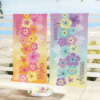 Floral Paradise Personalized Beach Towel