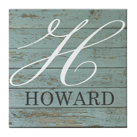 Script Initial Rustic Canvas - Blue 11x11