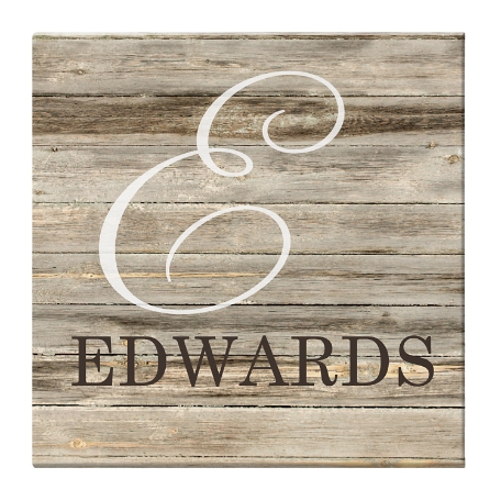 Script Initial Rustic Canvas - Natural 11x11