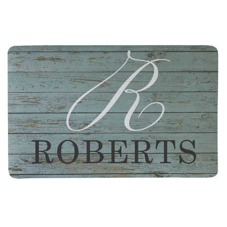 Script Initial Rustic Doormat- Blue 17x27