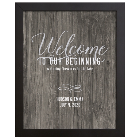 Welcome to Our Beginning Framed Canvas - Gray 18x24