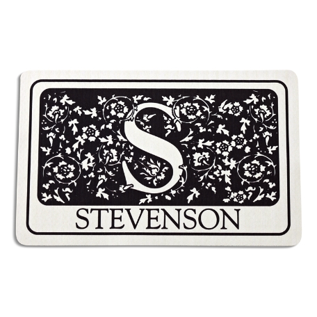 Floral Initial Doormat - Black - 17 x 27