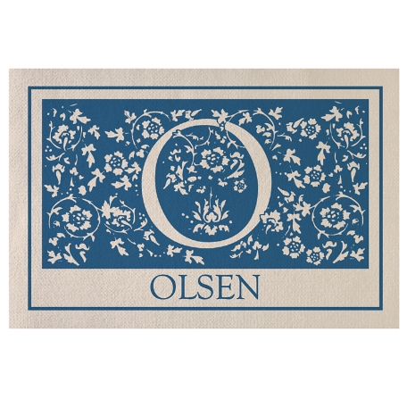 Floral Initial Doormat - Blue - 24x36    