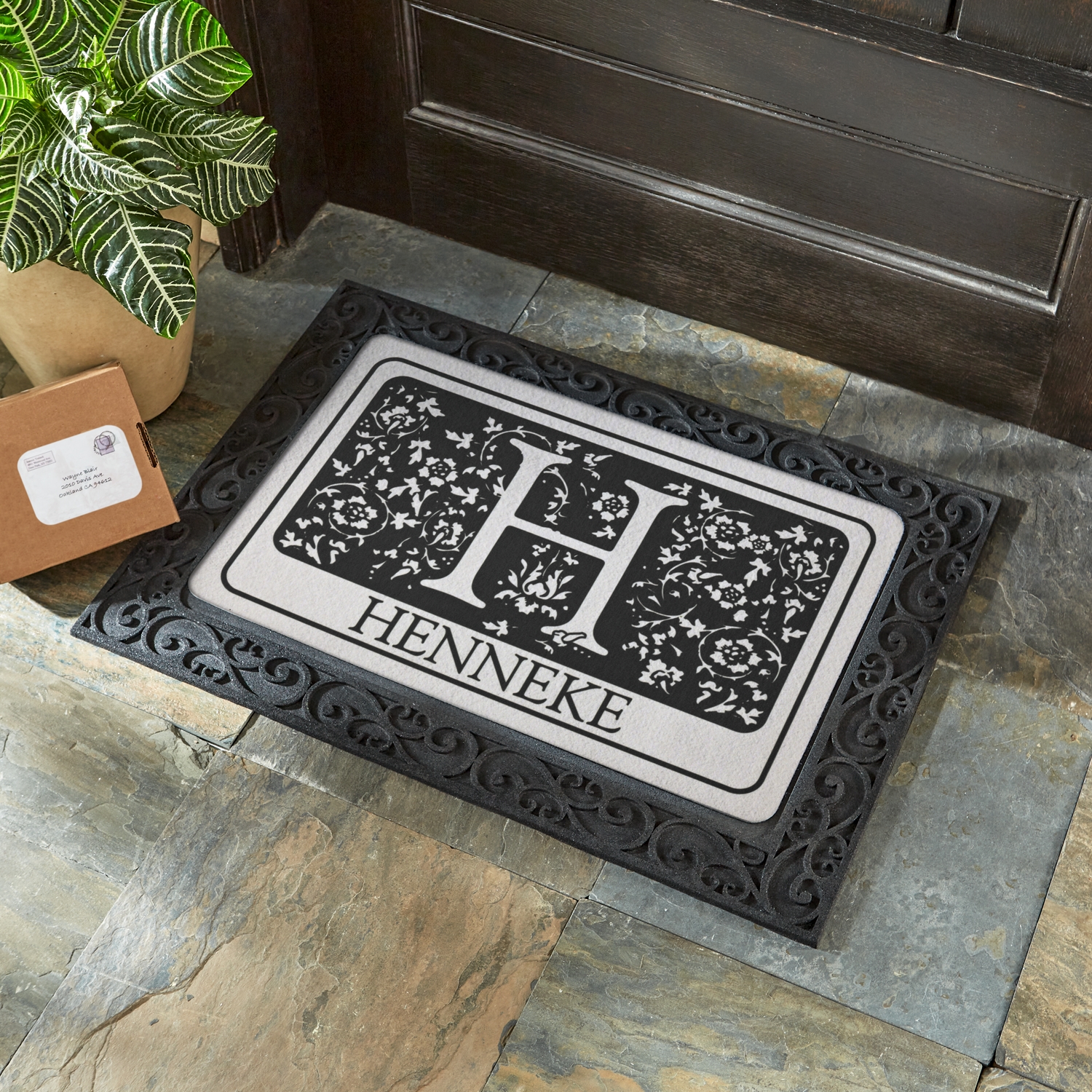 Floral Initial Doormat