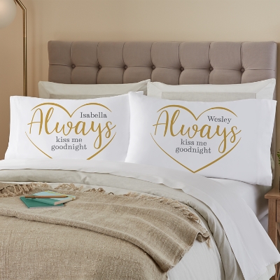 Always Kiss Me Goodnight Personalized Pillow Cover