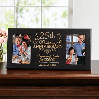 25 Years Anniversary Gift! 25th Silver Wedding Anniversary Glass Block Light 