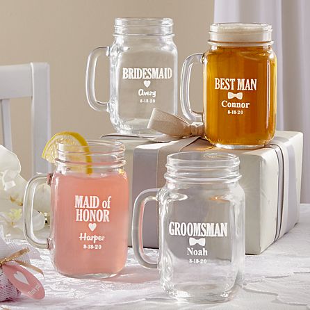 Country Wedding Mason Jar Mugs with Handle Set of 10 Favors Bridesmaid Gifts bridesmaidmason
