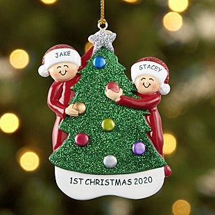 Family Decorating the Tree Couple Ornament