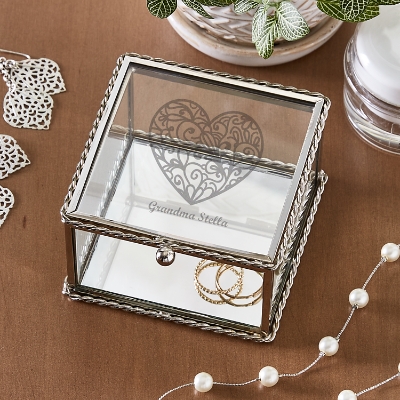 Glass Heart Personalized Jewelry Box