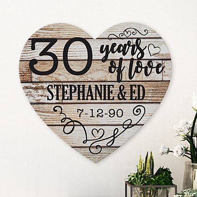 Years of Love Anniversary Wood Wall Heart