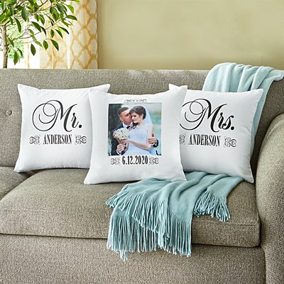 Just Married Photo Throw Pillow - Set of 3