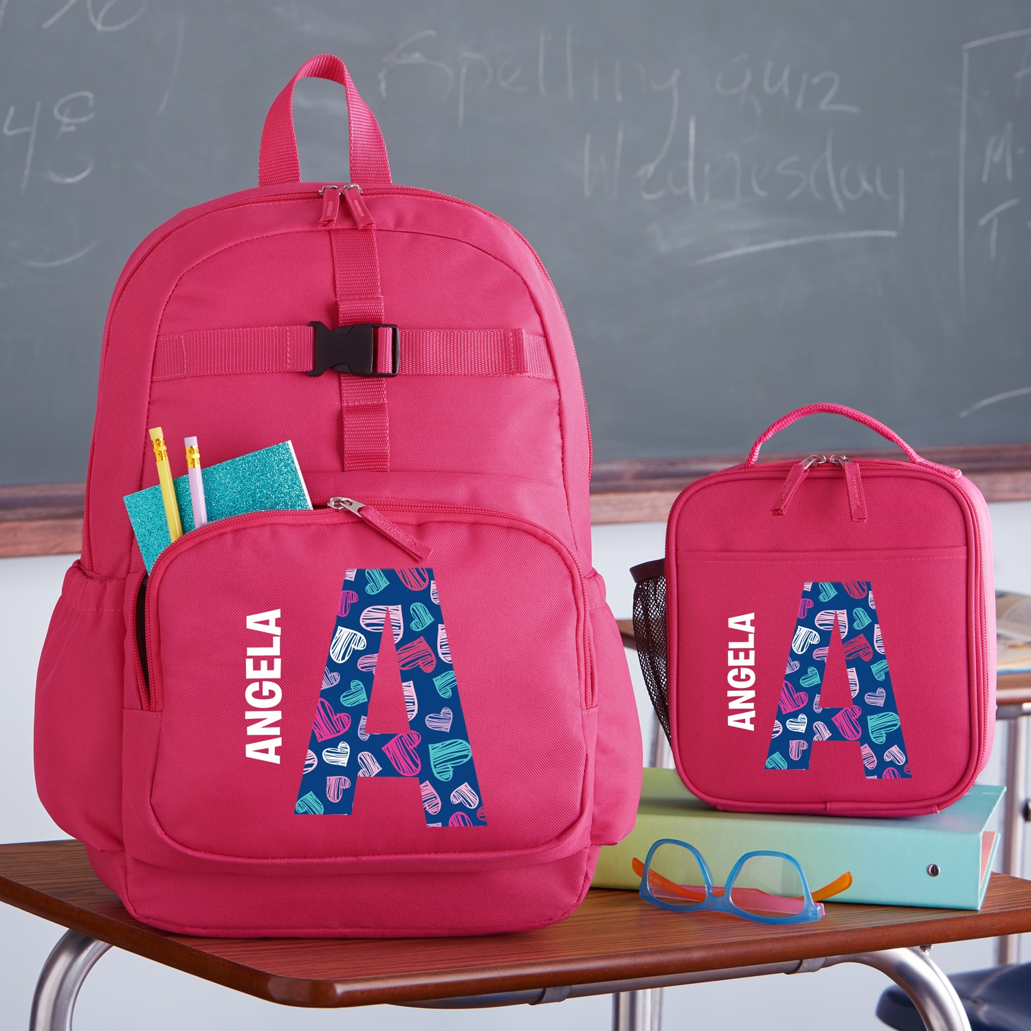 Children's All Over Print Backpack and Lunchbox Set Stephen Joseph with  Embroidery Personalization