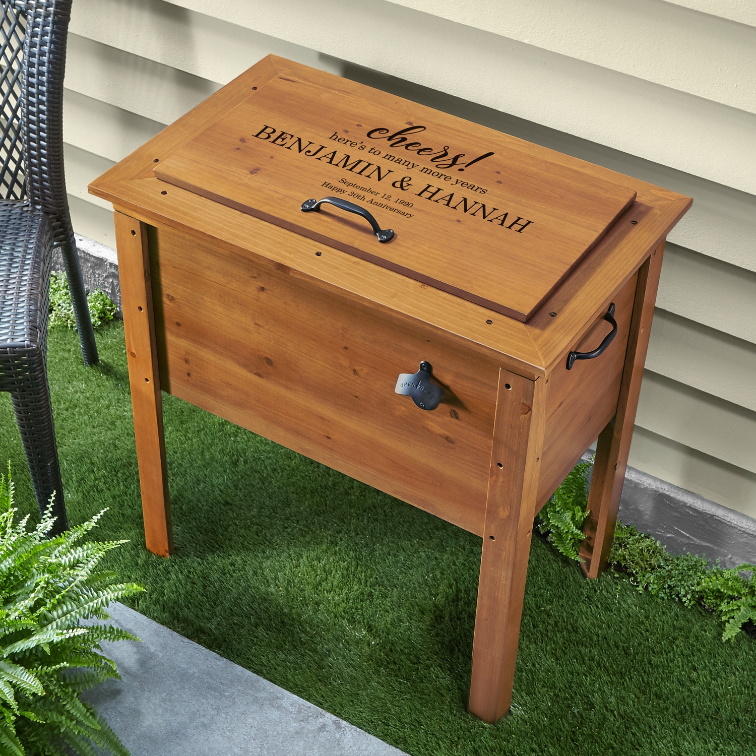 Cheers! Anniversary Wooden Beverage Cooler