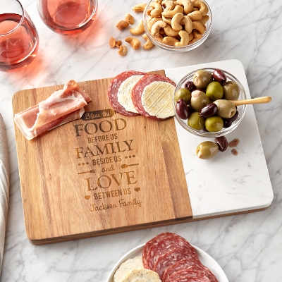 Elegant Home Marble Personalized Wood Serving Board