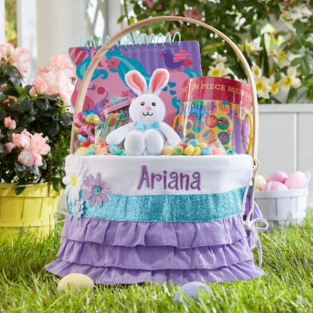 Colorful Daisy Round Wicker Basket