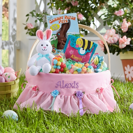 Fancy Flowers Round Wicker Basket