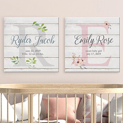 Monogrammed Letter Art New Baby Gift Customize Colours and Name Nursery Wall Art Framed Personalised Name Print Name Present
