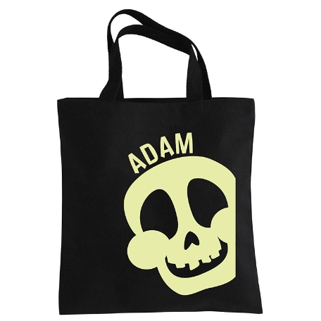 Halloween Party Glow In The Dark Black Treat Bag - Skeleton