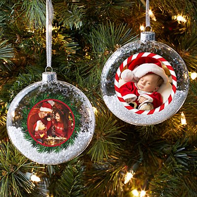 Holiday Photo Glitter Bauble