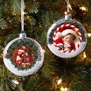 Holiday Photo Glass Glitter Ornament