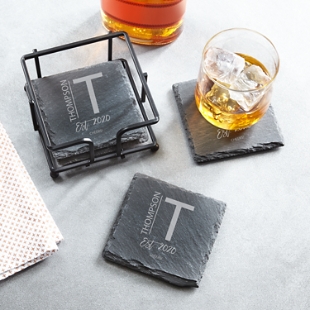 Modern Monogram Slate Coasters