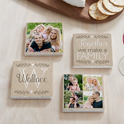 Photo Memory Collage Marble Coasters