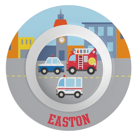 Fun Graphic Personalized Tableware - Emergency Vehicles Bowl
