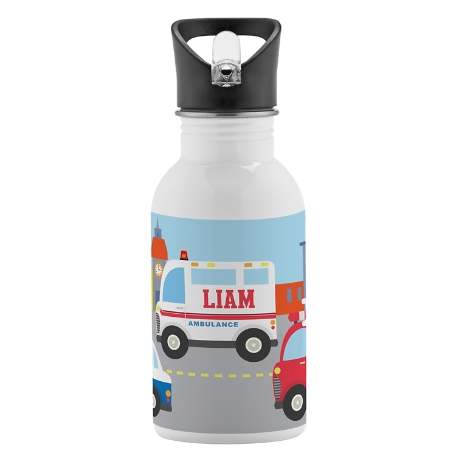Fun Graphic Water Bottle - Emergency Vehicles