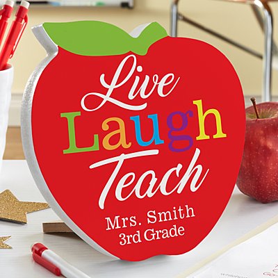 Live, Laugh, Teach Mini Wood Apple