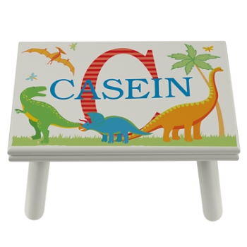 My Own Name Step Stool - Gray Dinosaur