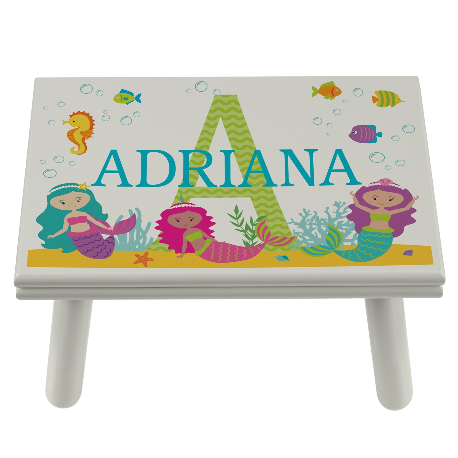 My Unique Name Step Stool Gray-Mermaid