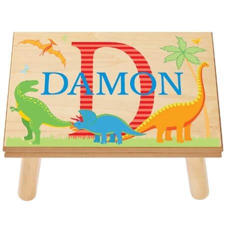 My Own Name Step Stool - Natural  Dinosaur