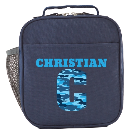 Their Own Name Navy Lunch Box  - Blue Camo