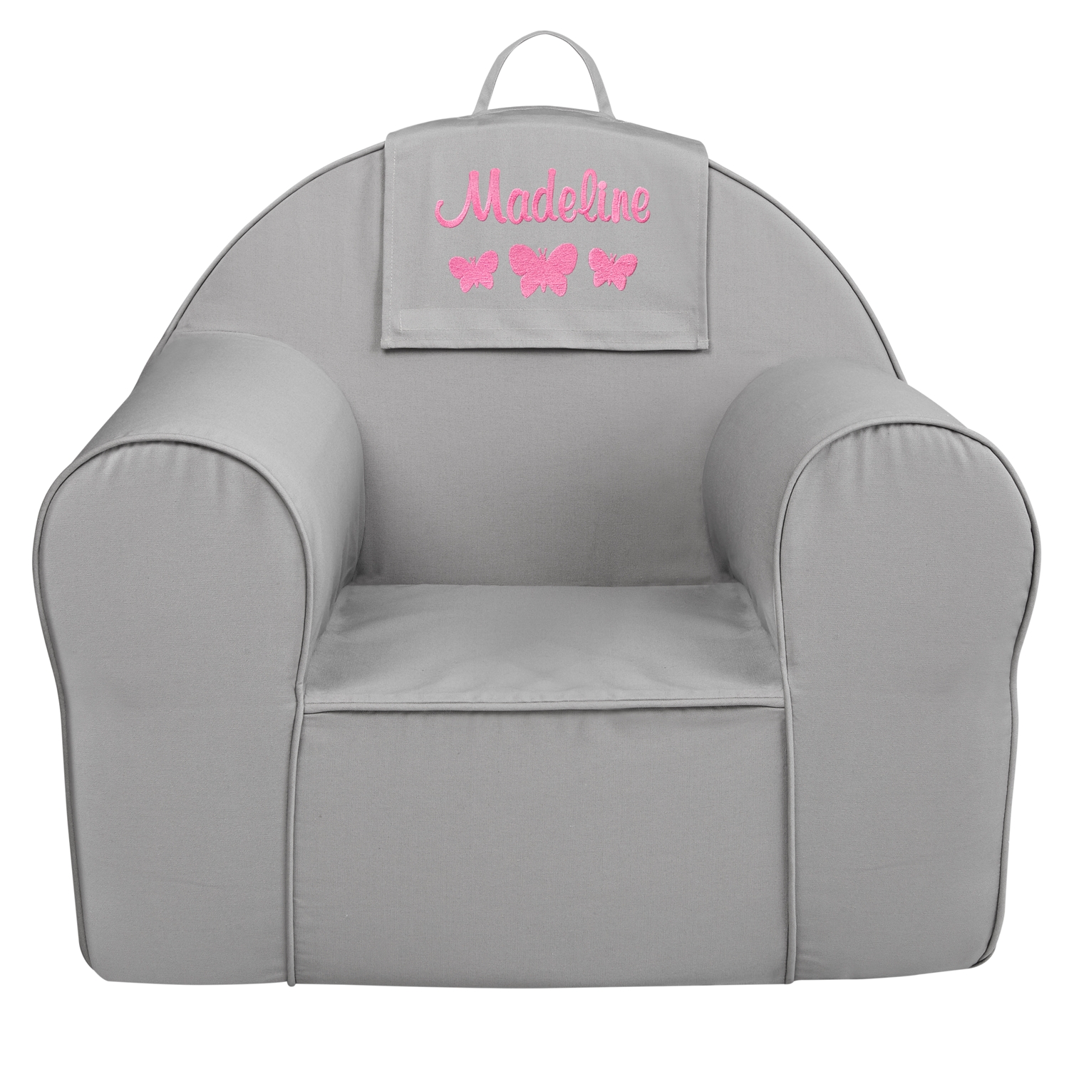 Embroidered Icon Take Along Chair Flap - Gray-Butterfly