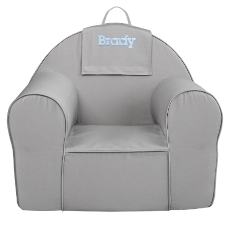 Take Along Chair Flap - Gray-Light Blue Thread