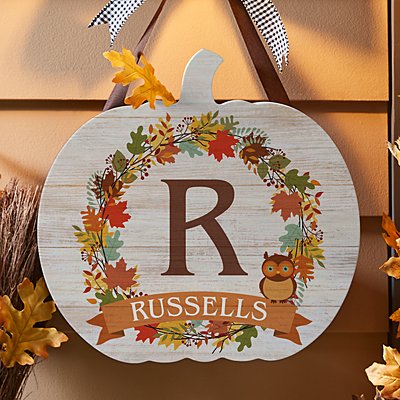 Autumn Initial Hanging Wood Sign