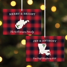 Buffalo Plaid State Rectangle Ornament
