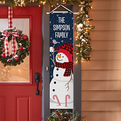 Smiling Snowman Door Banner